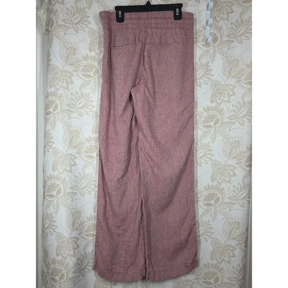 Athleta CABO Linen Wide Leg Pants in Dusty Vintage Rose sz 4 Viral Travel Vaca * - Picture 3 of 13